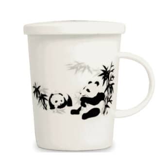 Taza de porcelana con filtro y tapa Panda